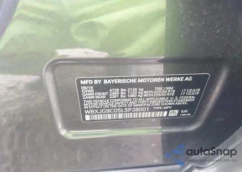 2020 BMW X1 xDrive28I from USA, damaged, VIN WBXJG9C05L5P38001